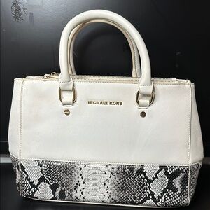 Michael Kors Sutton Two Toned Snakeskin Handbag Purse Bag AS IS
